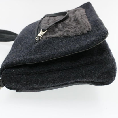PRADA Suede Shoulder Bag Black Auth yk115