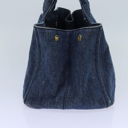 PRADA Canapa MM Hand Bag Denim Blue Auth yk11840