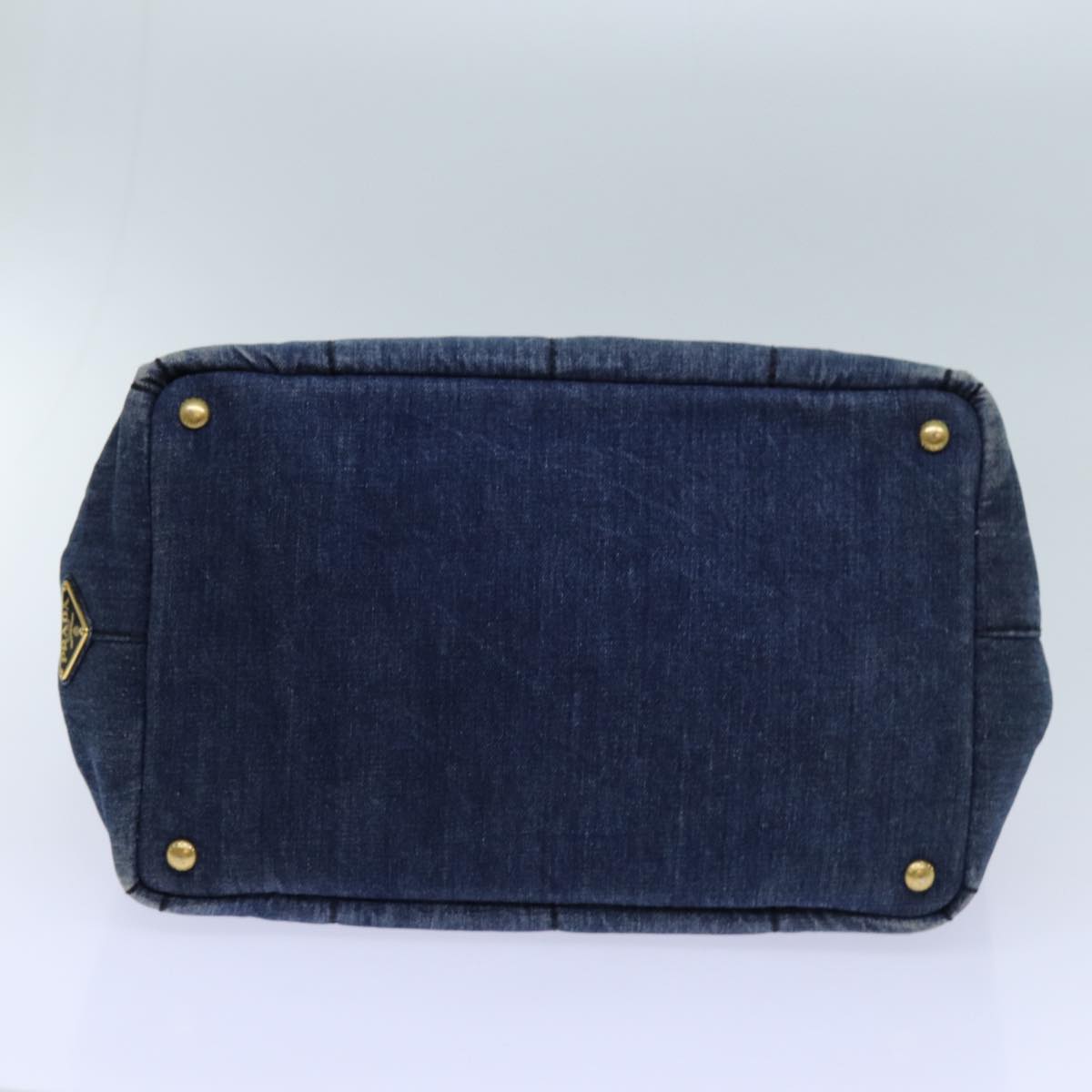 PRADA Canapa MM Hand Bag Denim Blue Auth yk11840