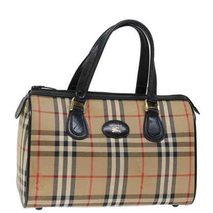BURBERRYSs Nova Check Boston Bag Canvas Beige Auth yk11862