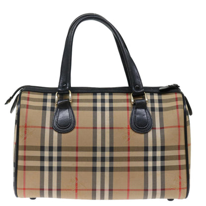 BURBERRYSs Nova Check Boston Bag Canvas Beige Auth yk11862