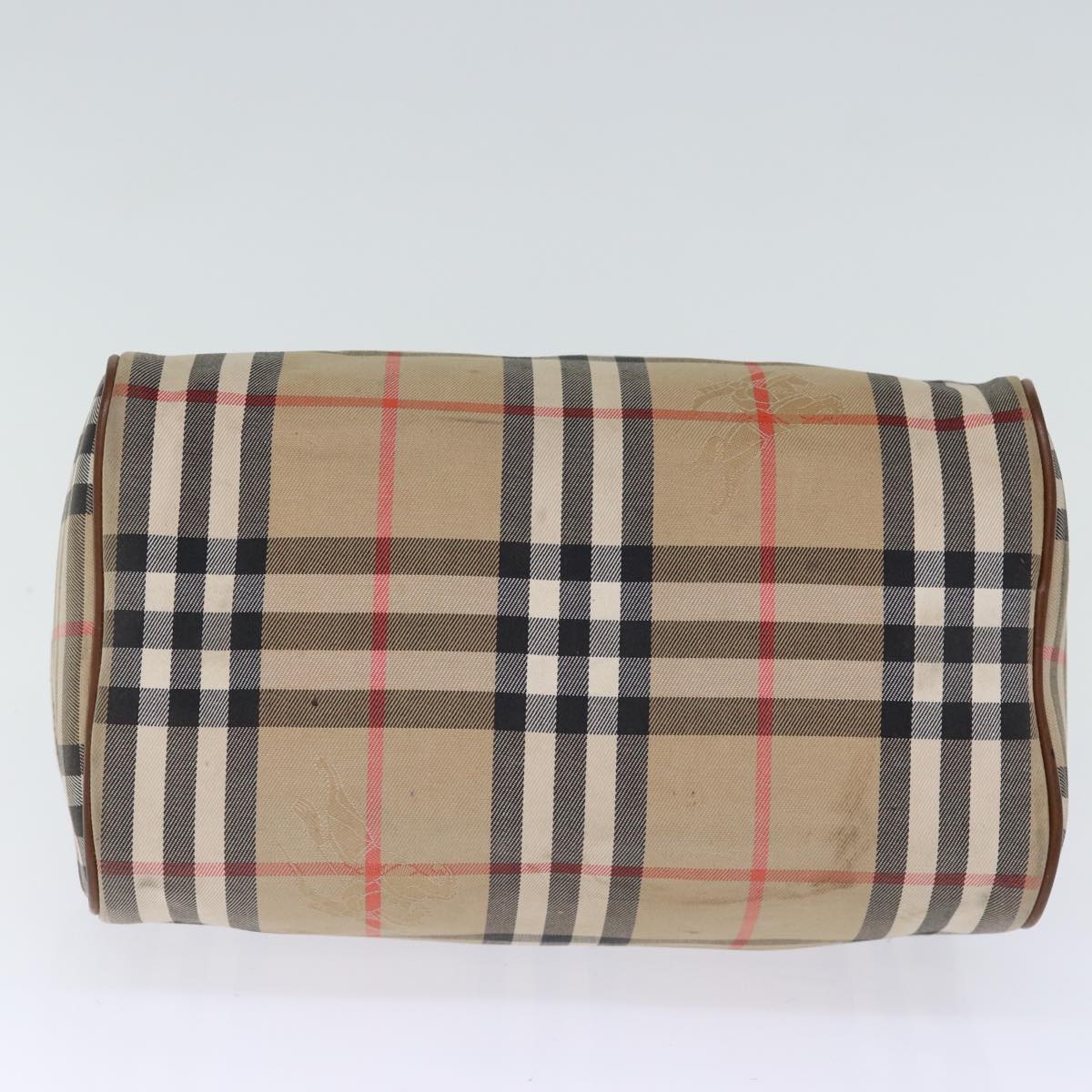 BURBERRYSs Nova Check Boston Bag Canvas Beige Auth yk12086