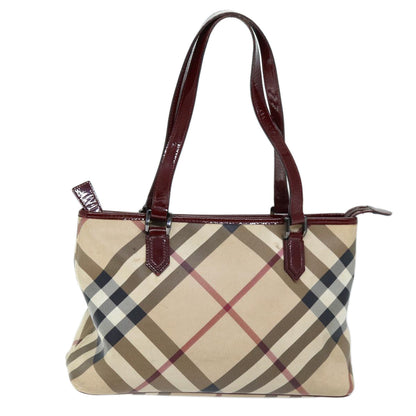 BURBERRY Nova Check Shoulder Bag Coated Canvas Beige Auth yk12191