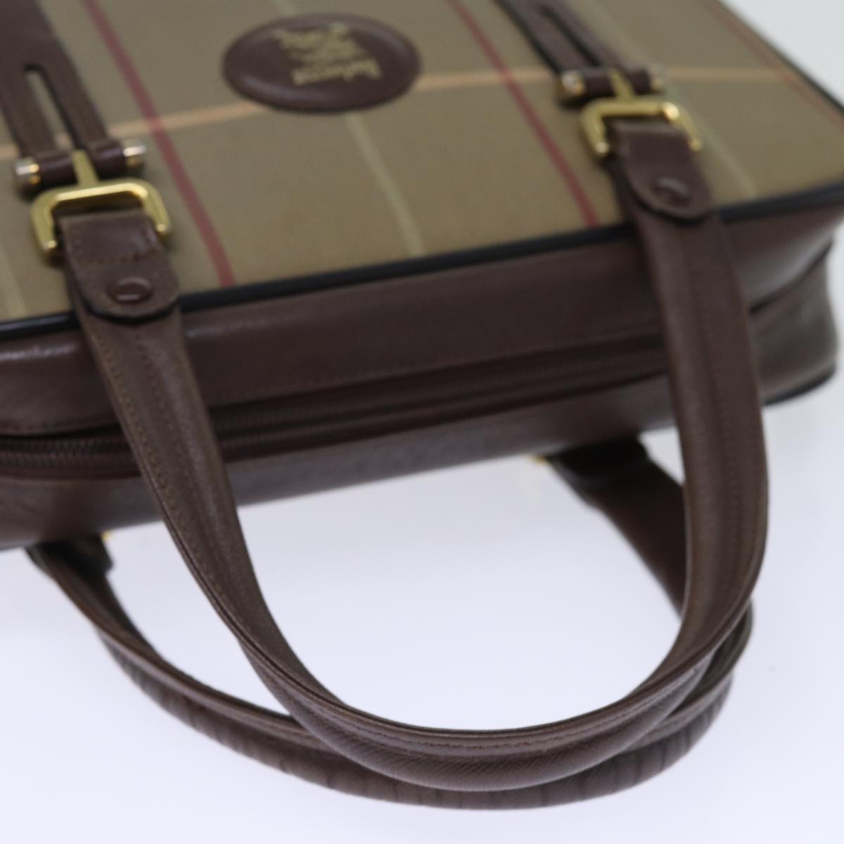BURBERRYSs Nova Check Hand Bag Canvas Beige Auth yk12280