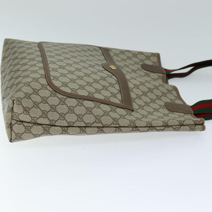 GUCCI GG Supreme Web Sherry Line Tote Bag PVC Beige Red 40 02 003 Auth yk12437