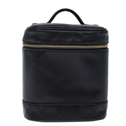 Chanel Bicolole Vanity Cosmetic Pouch Leather Black CC Auth yk