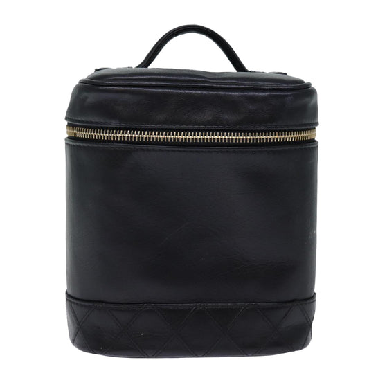 Chanel Bicolole Vanity Cosmetic Pouch Leather Black CC Auth yk