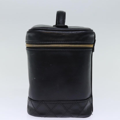 Chanel Bicolole Vanity Cosmetic Pouch Leather Black CC Auth yk
