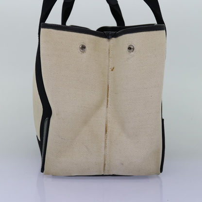 Balenciaga Navy Cabas S Hand Bag Canvas White Black 339933 Auth yk12669