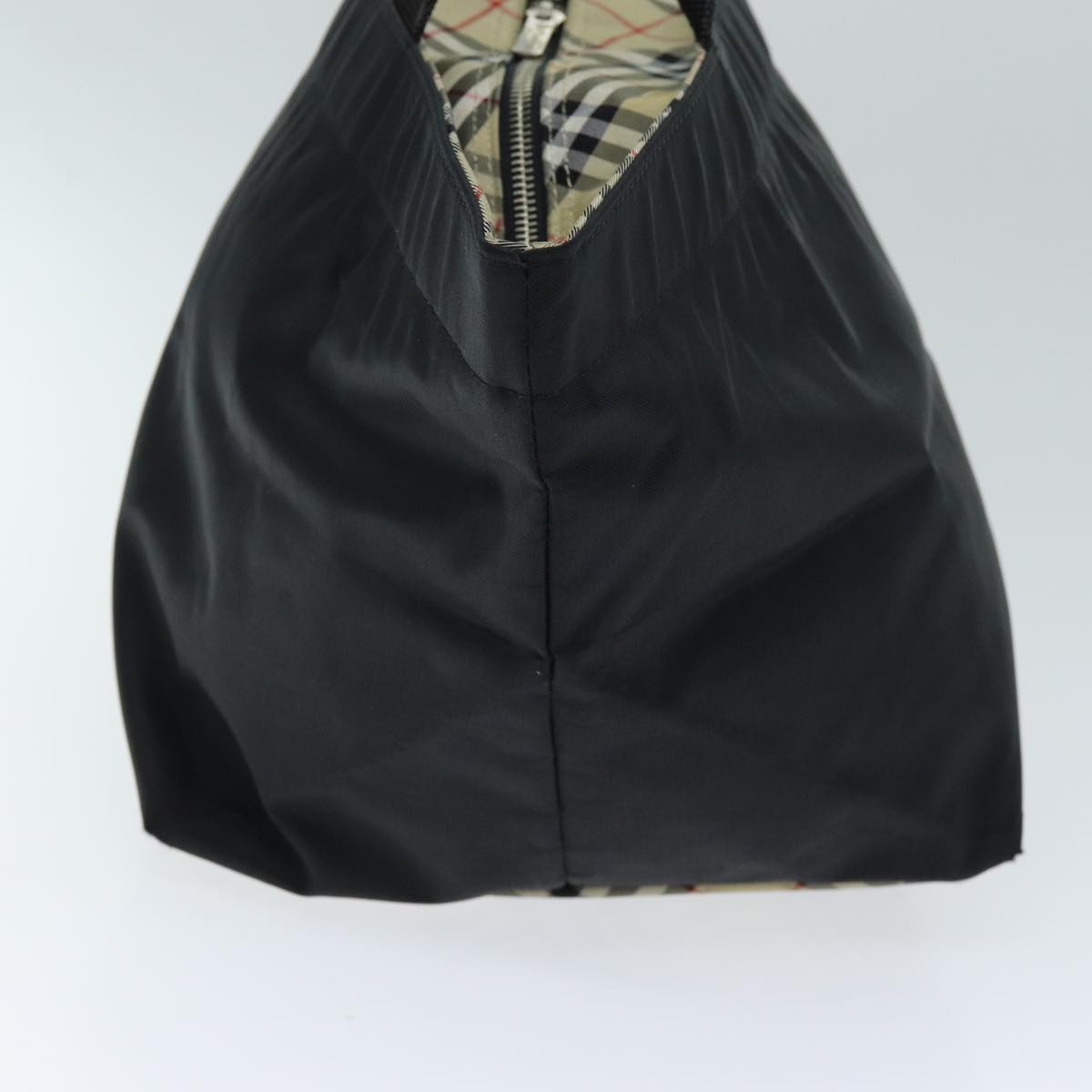 BurberrySs Nova Check Blue Label Tote Bag Nylon Black Auth yk12675