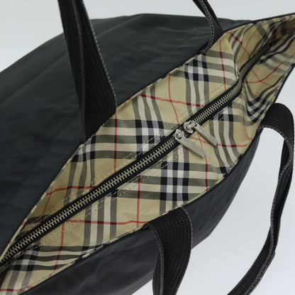 BurberrySs Nova Check Blue Label Tote Bag Nylon Black Auth yk12675
