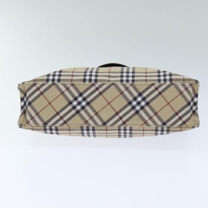BURBERRY Nova Check Blue Label Hand Bag Canvas Beige Auth yk12723