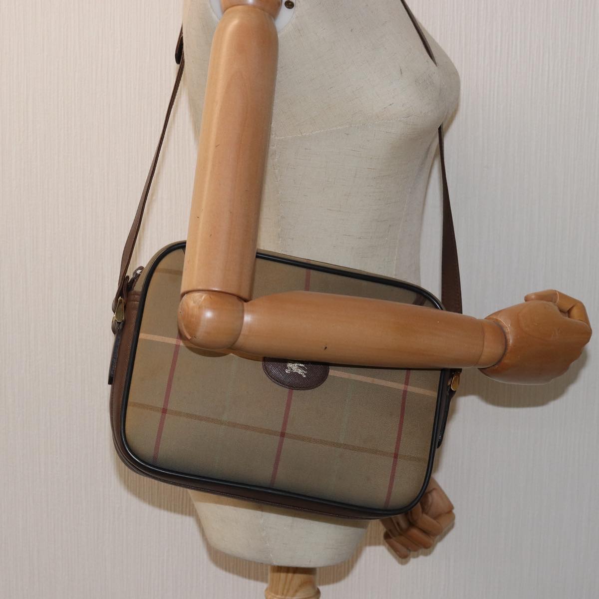 BURBERRYSs Nova Check Shoulder Bag Canvas Beige Auth yk12733