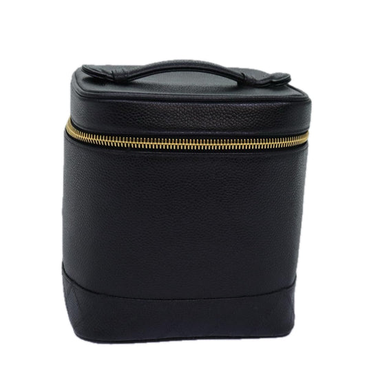 Chanel Bicolole Vanity Cosmetic Pouch Caviar Skin Black CC Auth yk