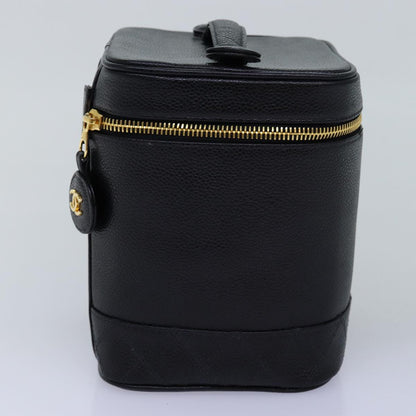 Chanel Bicolole Vanity Cosmetic Pouch Caviar Skin Black CC Auth yk