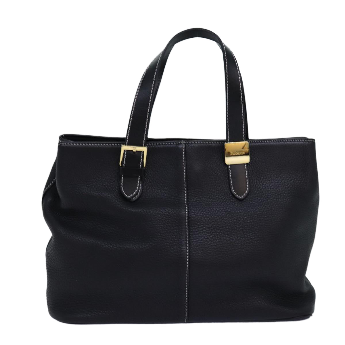 BURBERRYSs Hand Bag Leather Black Auth yk12762