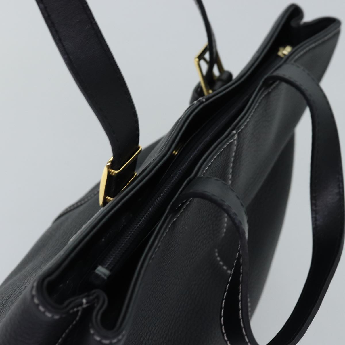 BURBERRYSs Hand Bag Leather Black Auth yk12762