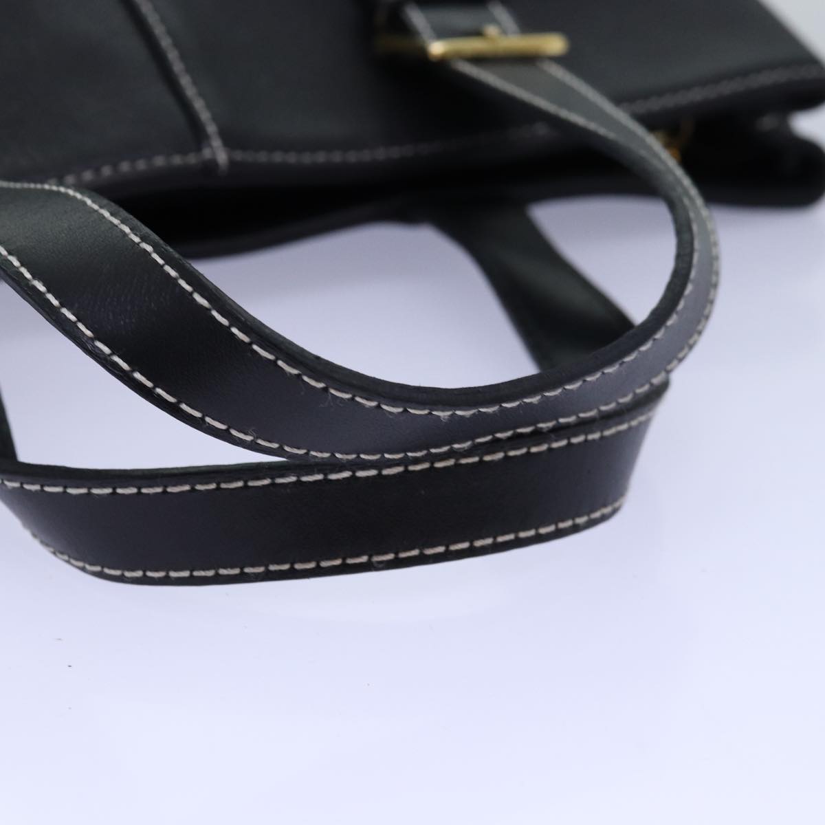 BURBERRYSs Hand Bag Leather Black Auth yk12762
