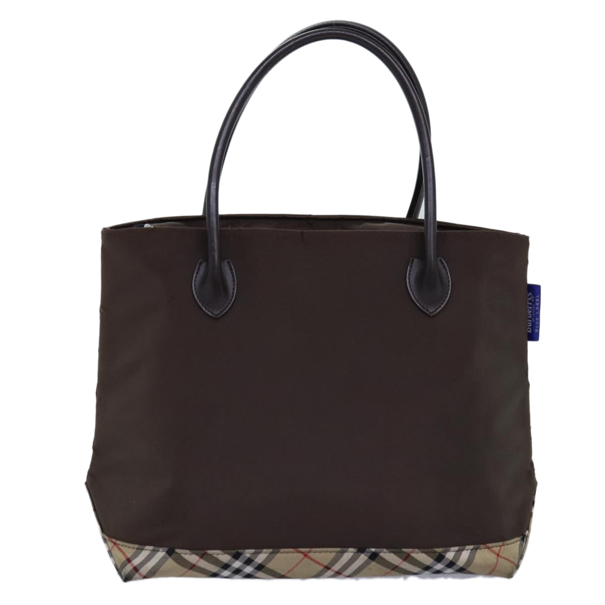 BURBERRYSs Nova Check Blue Label Tote Bag Nylon Beige Brown Auth yk12782