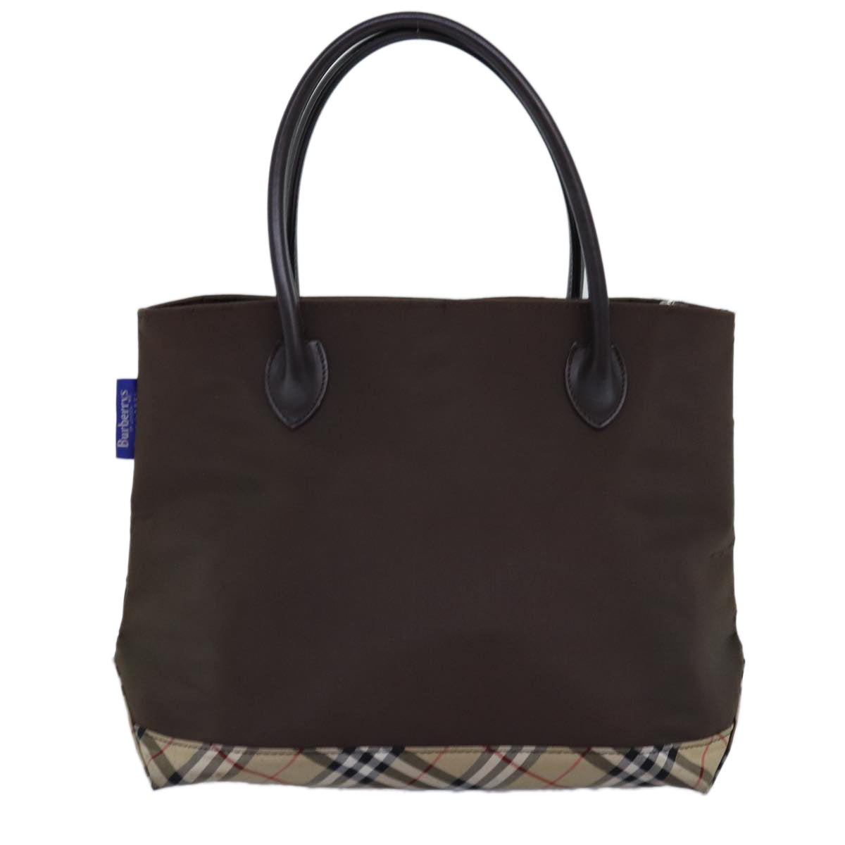 BURBERRYSs Nova Check Blue Label Tote Bag Nylon Beige Brown Auth yk12782