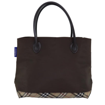 BURBERRYSs Nova Check Blue Label Tote Bag Nylon Beige Brown Auth yk12782