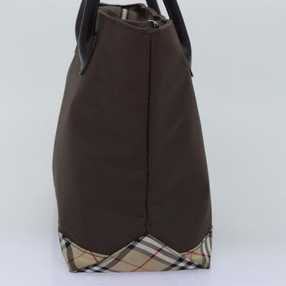 BURBERRYSs Nova Check Blue Label Tote Bag Nylon Beige Brown Auth yk12782