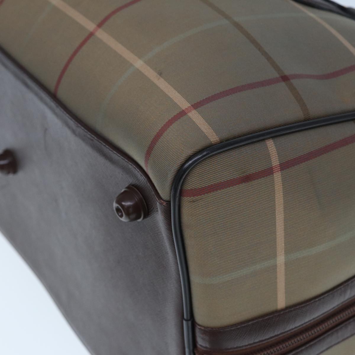 BURBERRYSs Nova Check Boston Bag Canvas Beige Auth yk12869