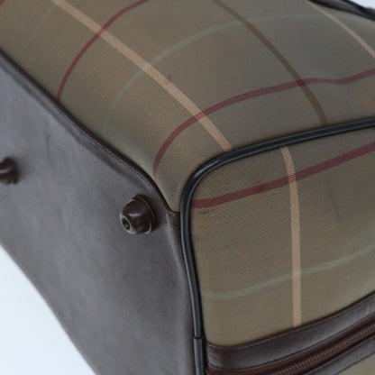 BURBERRYSs Nova Check Boston Bag Canvas Beige Auth yk12869