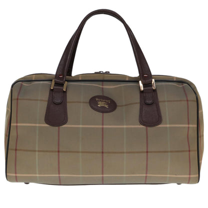 BURBERRYSs Nova Check Boston Bag Canvas Beige Auth yk12869