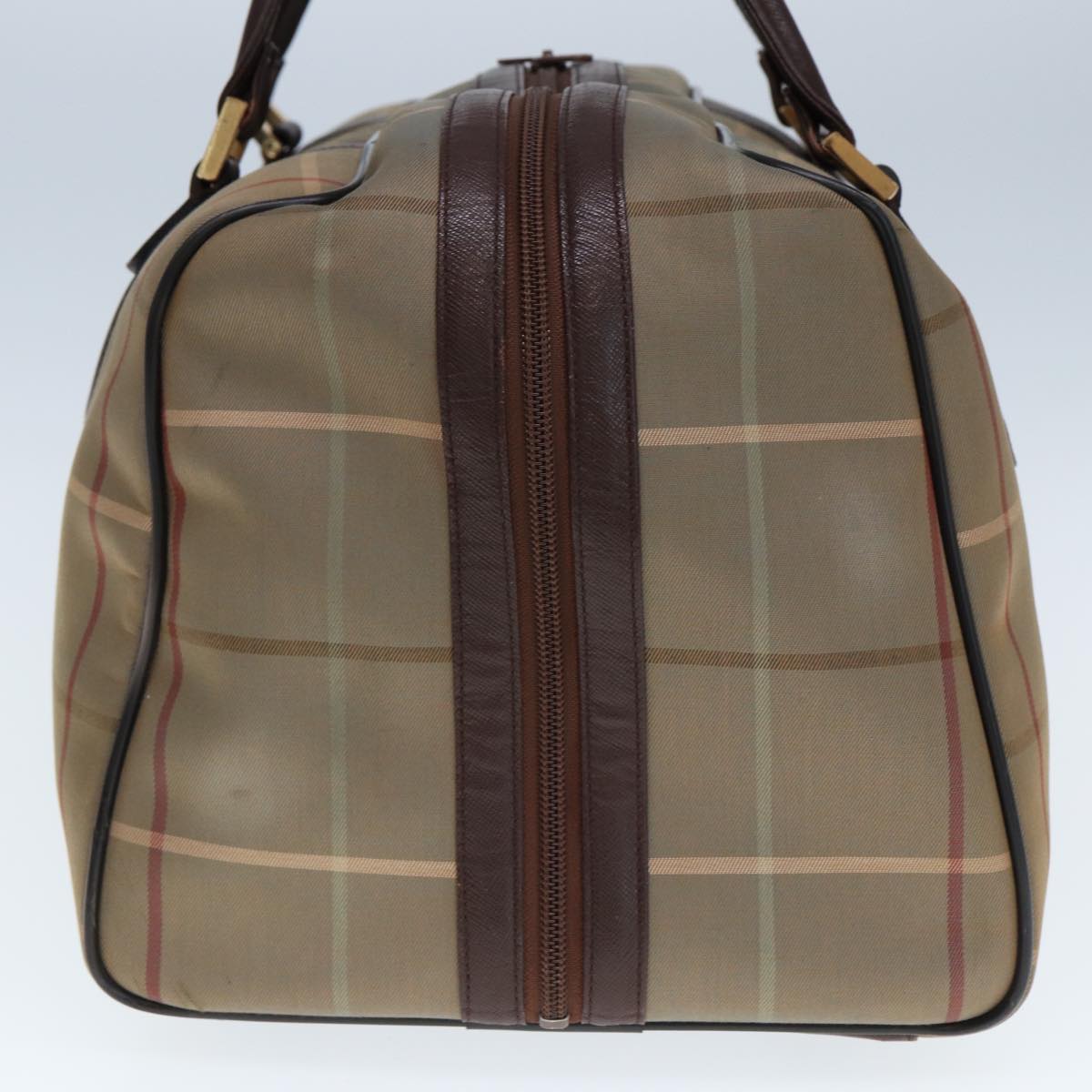 BURBERRYSs Nova Check Boston Bag Canvas Beige Auth yk12869