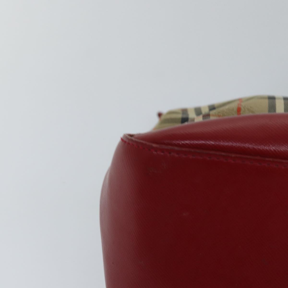 BURBERRYSs Nova Check Hand Bag Canvas Beige Red Auth yk12931