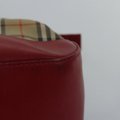 BURBERRYSs Nova Check Hand Bag Canvas Beige Red Auth yk12931