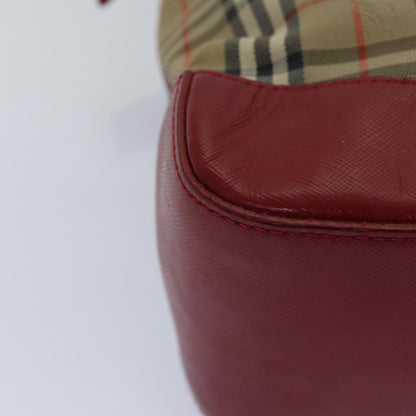 BURBERRYSs Nova Check Hand Bag Canvas Beige Red Auth yk12931