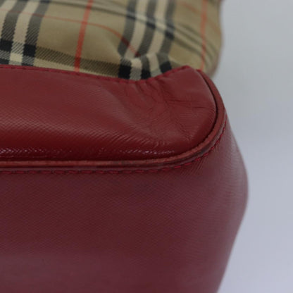 BURBERRYSs Nova Check Hand Bag Canvas Beige Red Auth yk12931