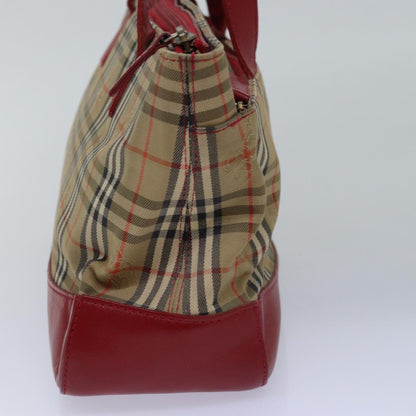 BURBERRYSs Nova Check Hand Bag Canvas Beige Red Auth yk12931