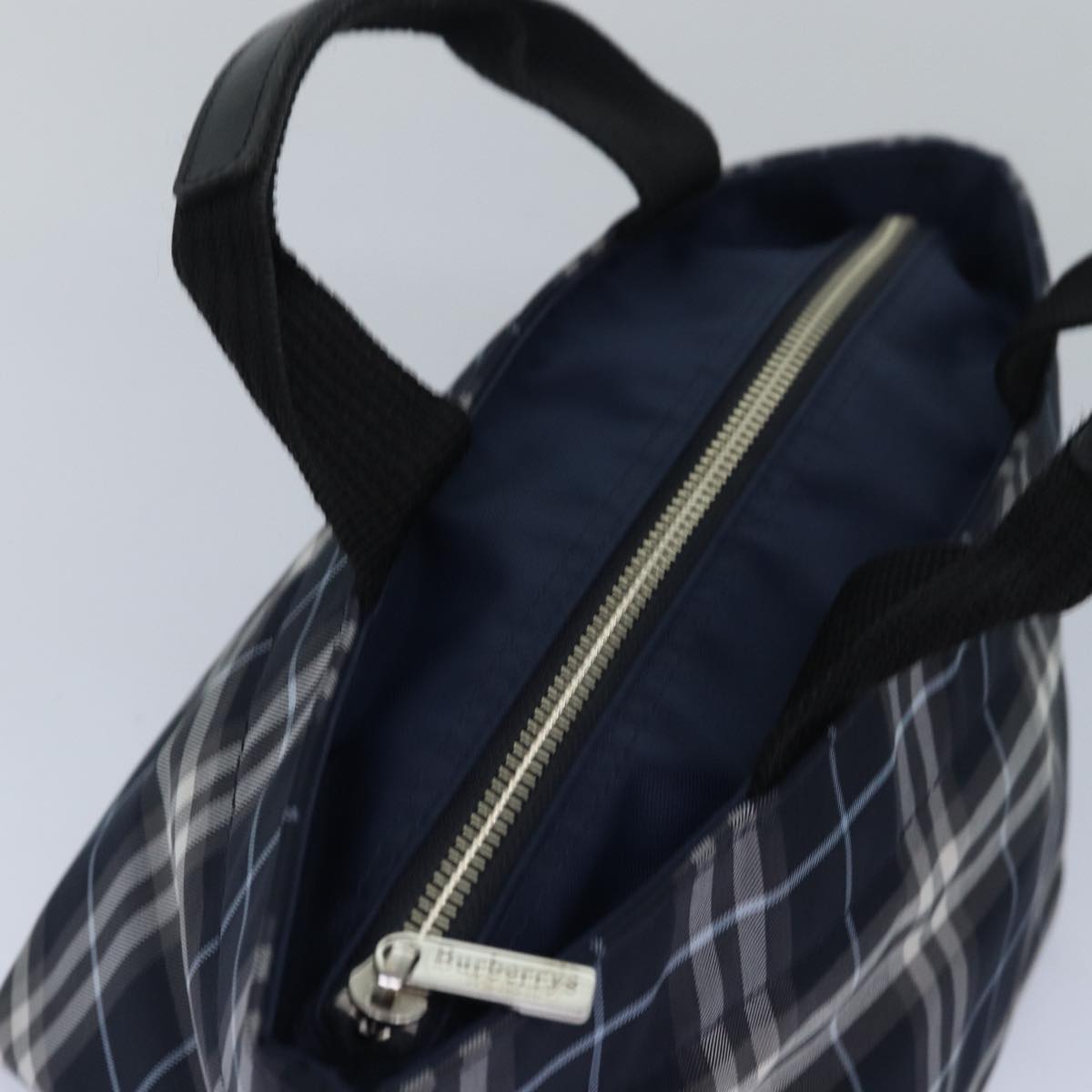 BURBERRYSs Nova Check Blue Label Hand Bag Nylon Navy Auth yk13111