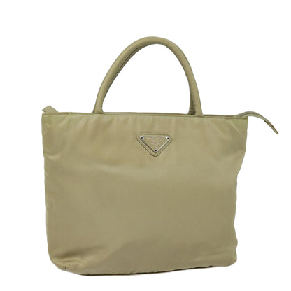 PRADA Hand Bag Nylon Beige Auth yk13122