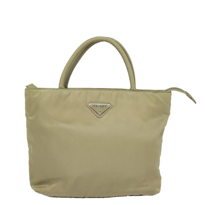 PRADA Hand Bag Nylon Beige Auth yk13122