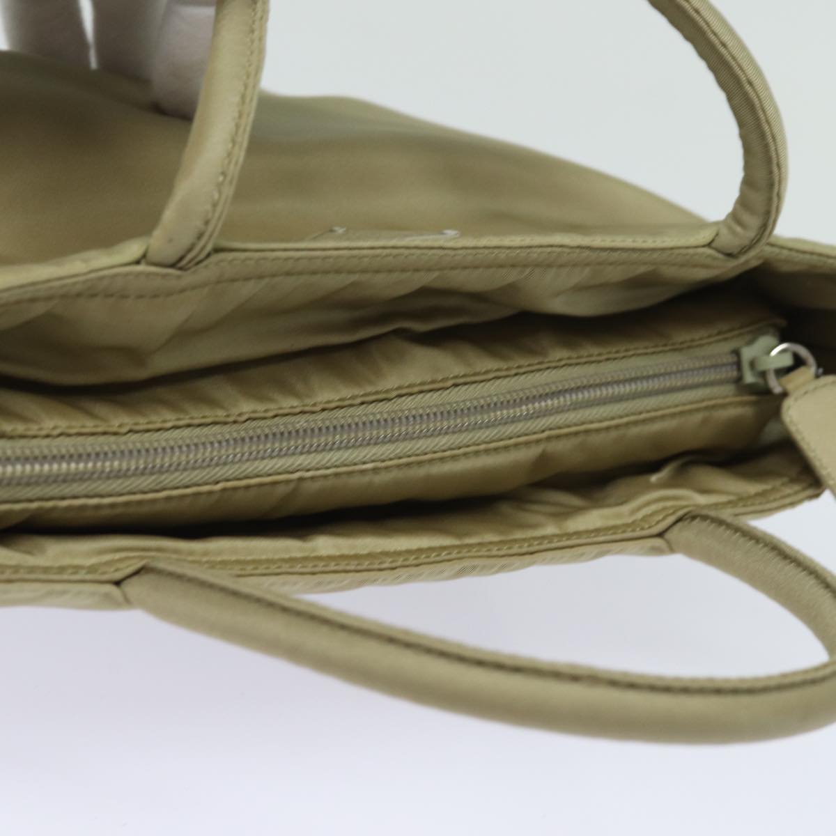 PRADA Hand Bag Nylon Beige Auth yk13122