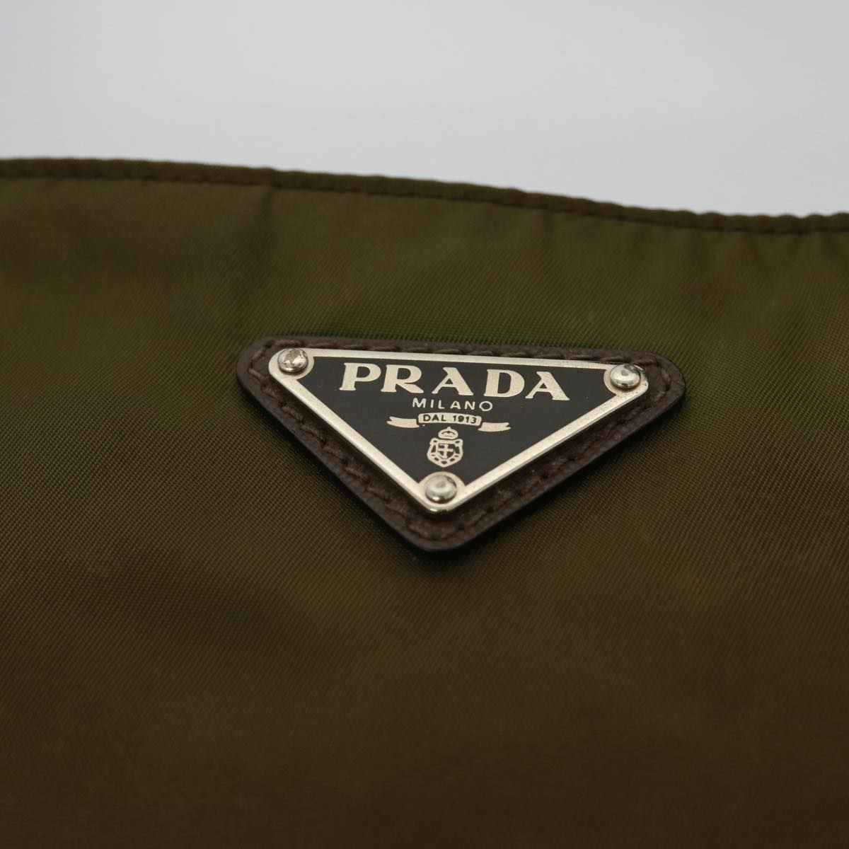 PRADA Shoulder Bag Enamel Khaki Brown Auth yk13248