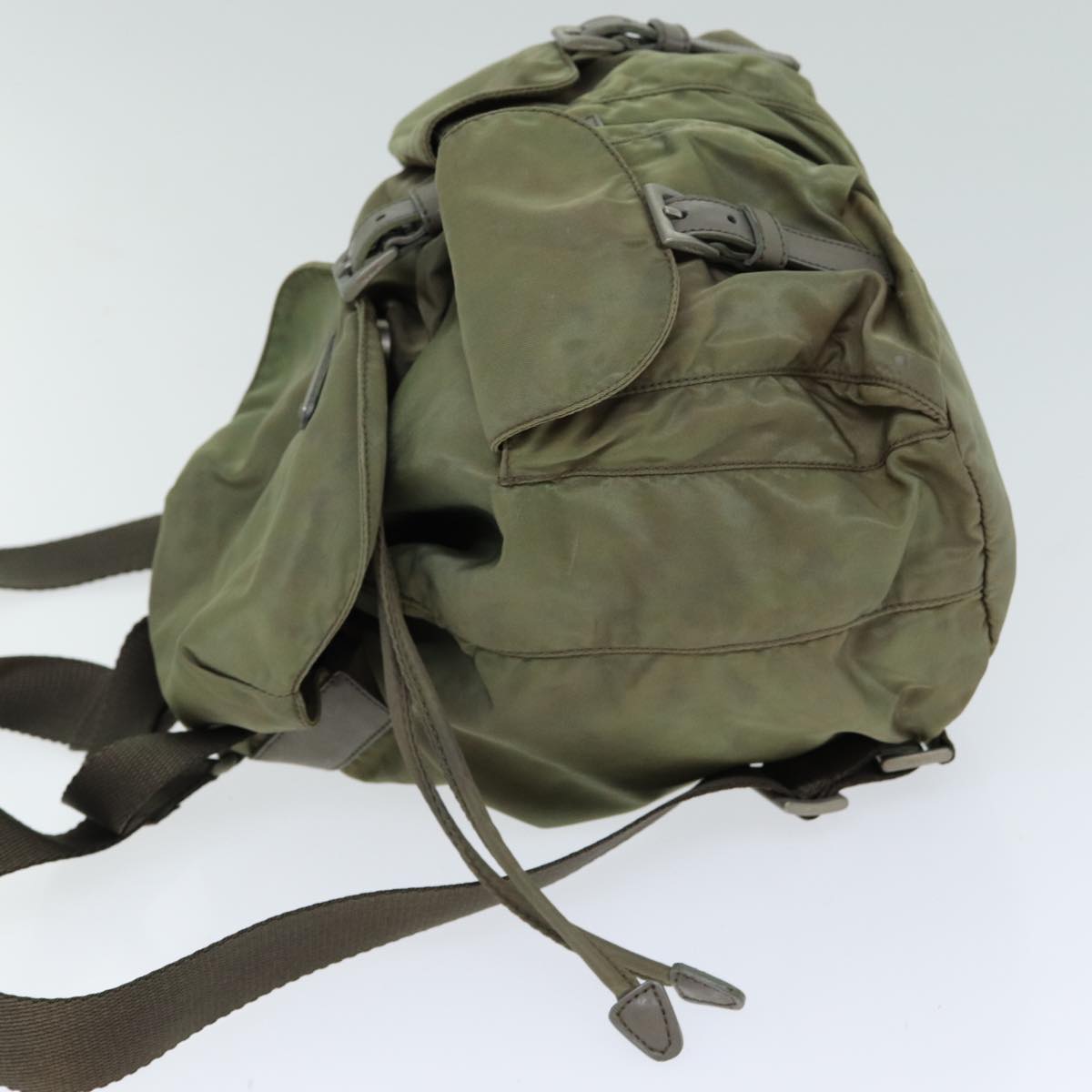 PRADA Backpack Nylon Khaki Auth yk13356