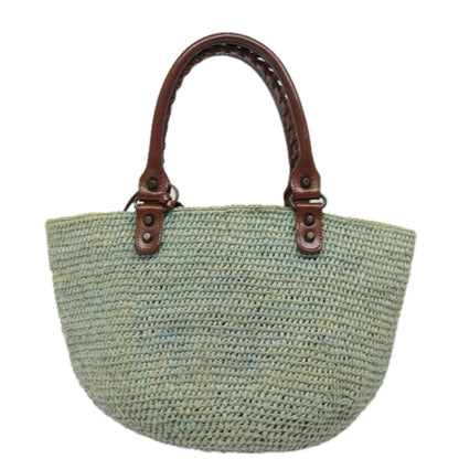 Balenciaga Hand Bag Raffia Blue 236741 Auth yk13377
