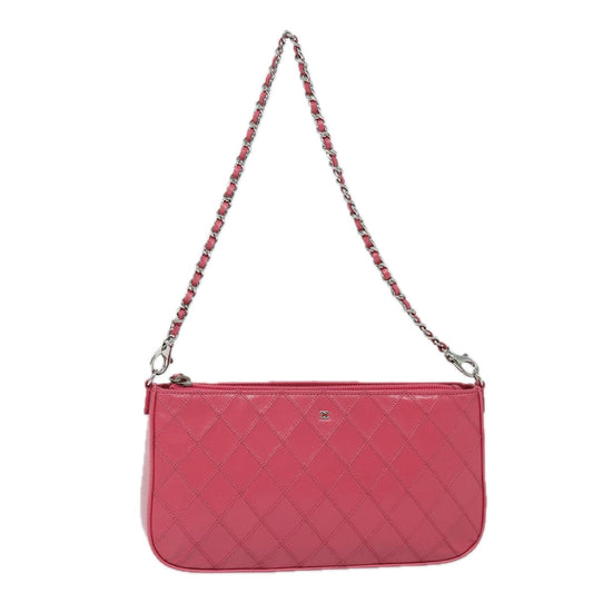 Chanel Bicolore Chain Accessory Pouch Lamb Skin Pink CC Auth ykA