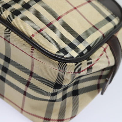 BURBERRY Nova Check Hand Bag Nylon Black Beige Auth yk13499