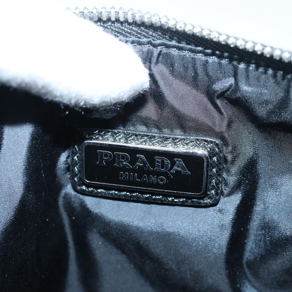 PRADA Clutch Bag Nylon Black Blue 2NH011 Auth yk13704