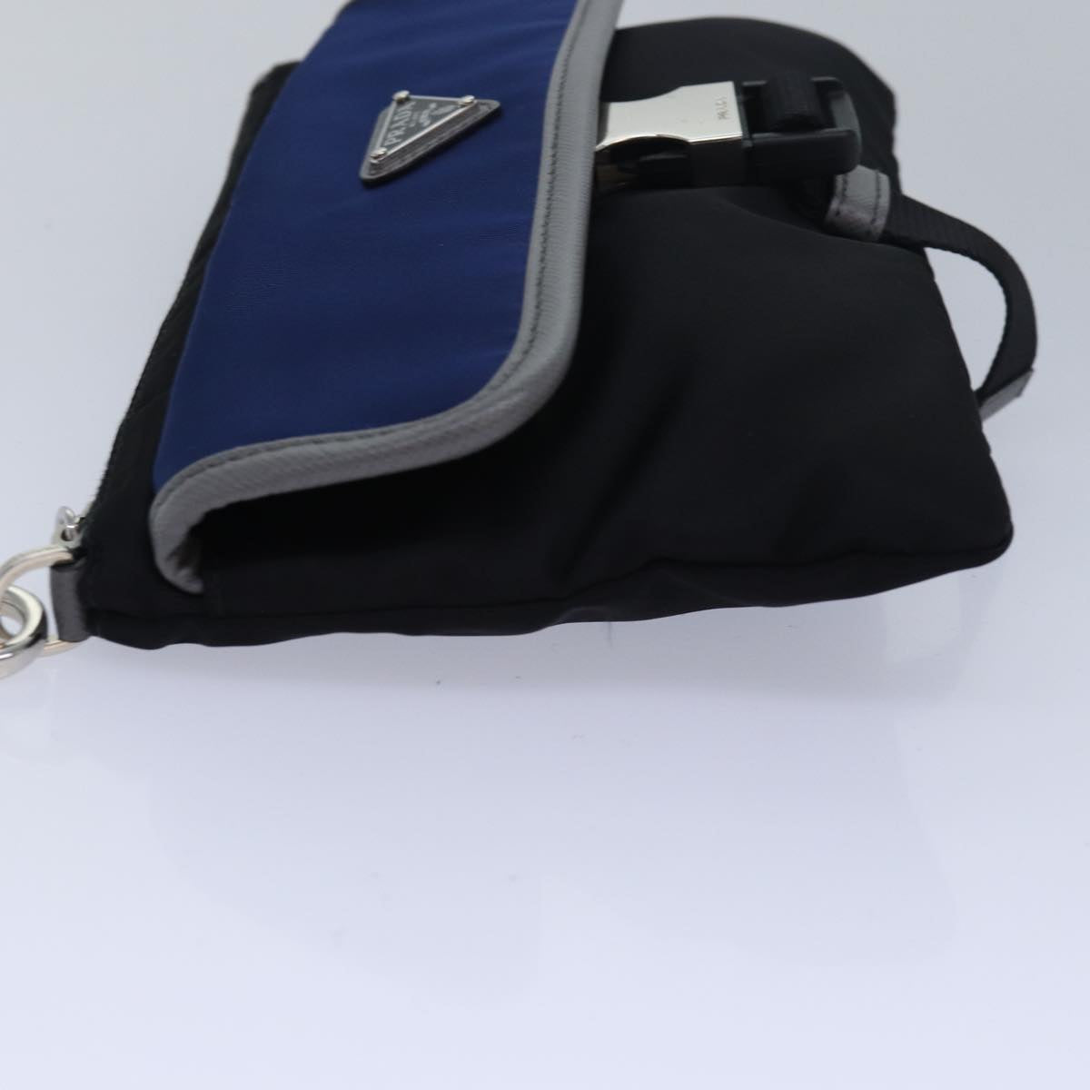 PRADA Clutch Bag Nylon Black Blue 2NH011 Auth yk13704