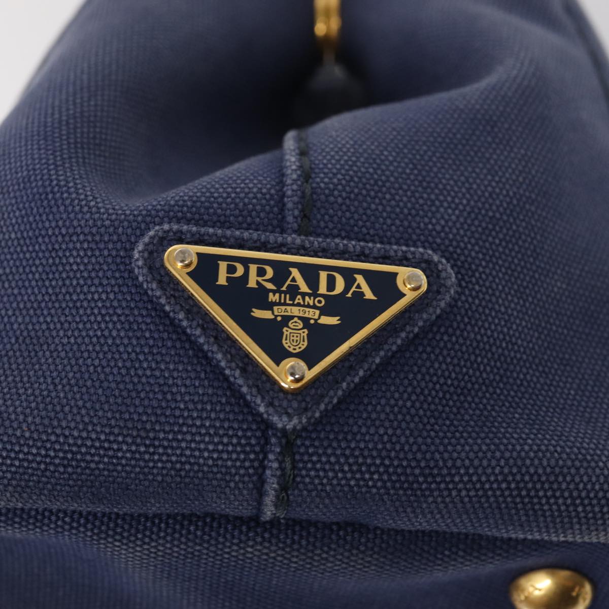 PRADA Canapa PM Hand Bag Canvas Navy Auth yk13712