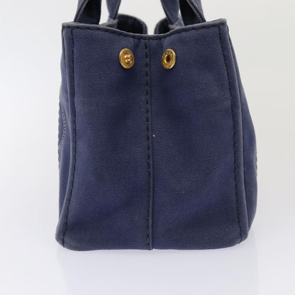 PRADA Canapa PM Hand Bag Canvas Navy Auth yk13712