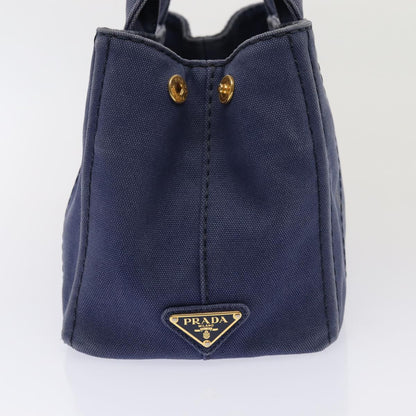 PRADA Canapa PM Hand Bag Canvas Navy Auth yk13712