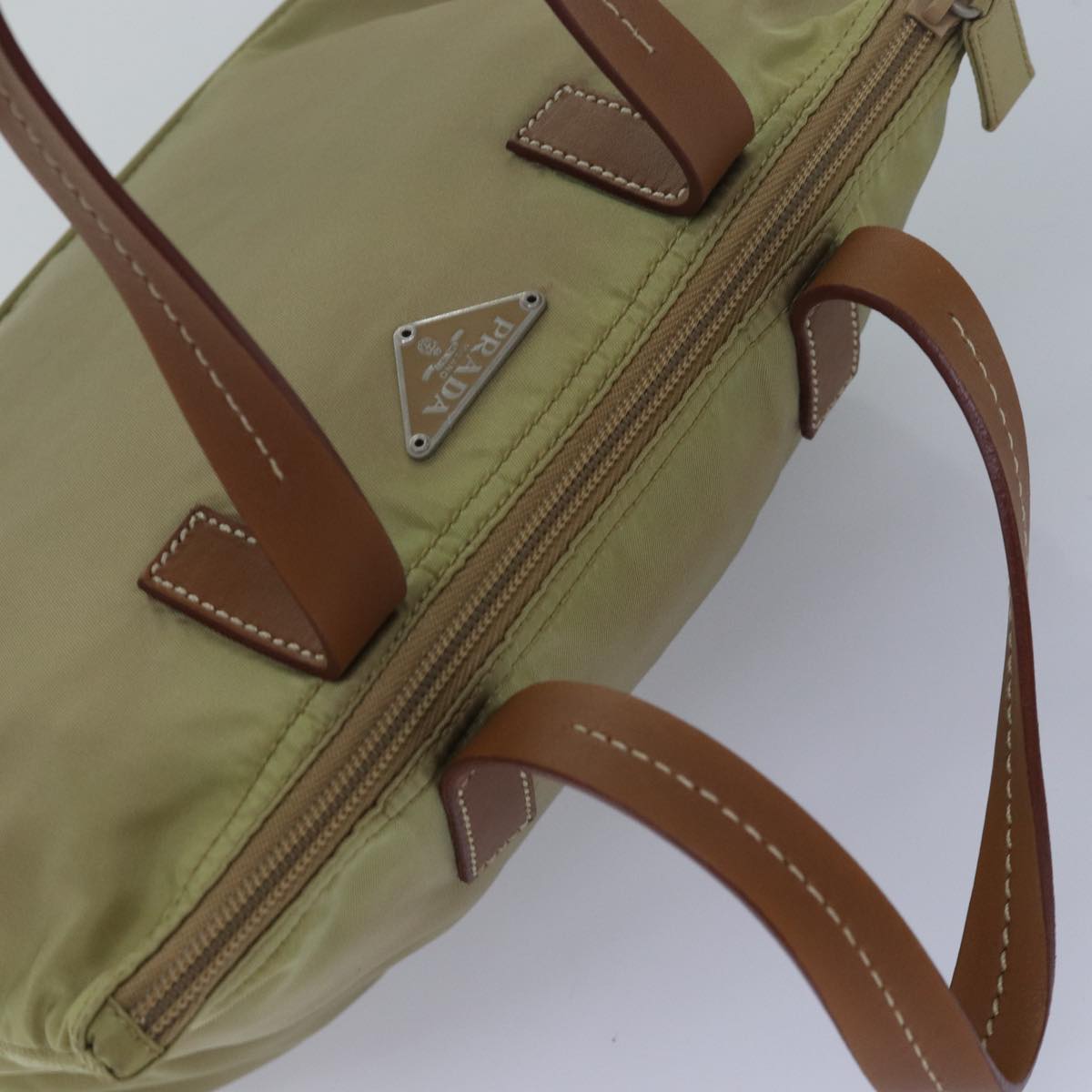 PRADA Hand Bag Nylon Beige Auth yk13783